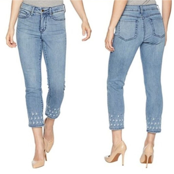 NYDJ Denim - Not Your Daughters Jeans NYDJ Sheri Slim Ankle Embroidered Crop Light Wash 14